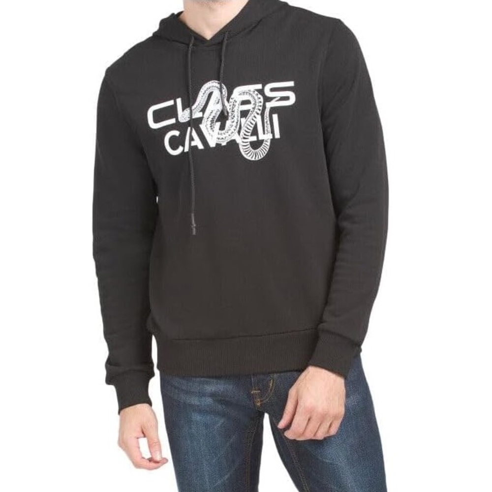 CAVALLI CLASS BY ROBERTO CAVALLI Black Logo Graphic Hoodie